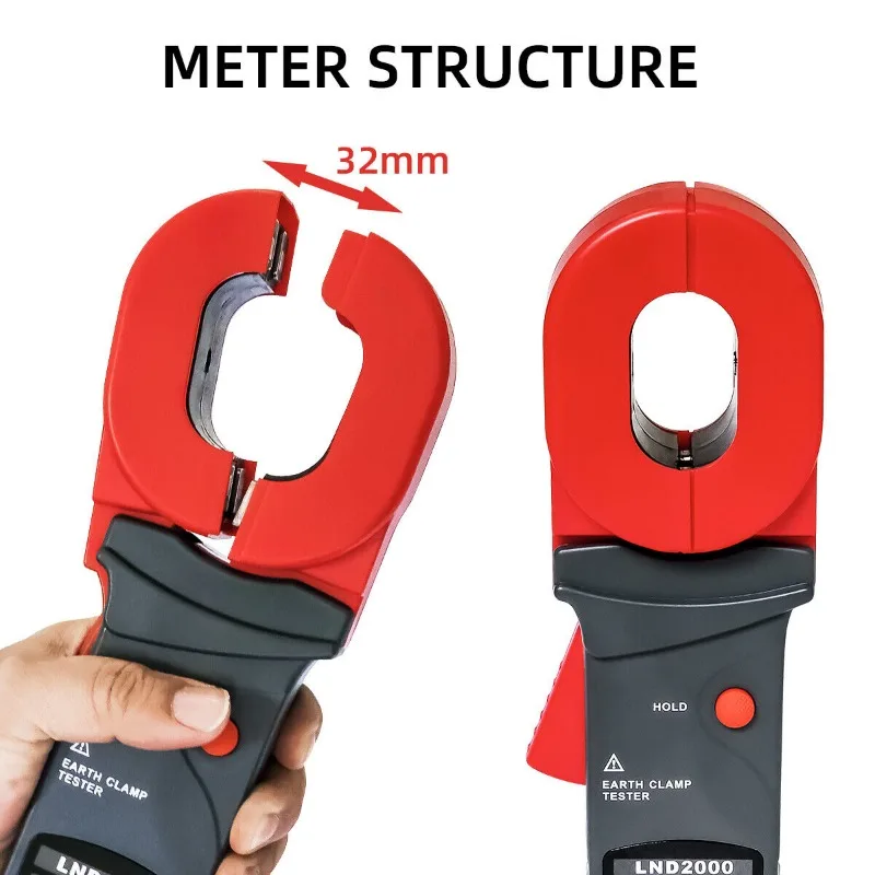 LND2000 Portable Handheld Digital Clamp on Ground Earth Resistance Tester Meter