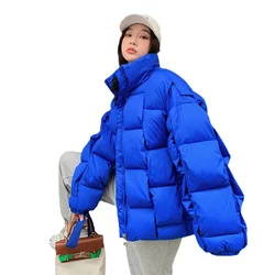 Parca de puffer acolchoada casual feminina, casaco de neve, jaqueta de algodão, casacos femininos quentes, casacos de inverno, novo, 2022