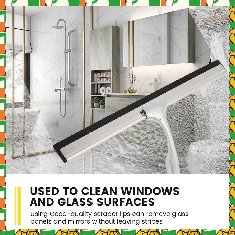

Professional Tool Shower Squeegee, Stainless Steel Squeegee Shower Cleaner For Shower Doors, Bathroom, Window And Car Glass