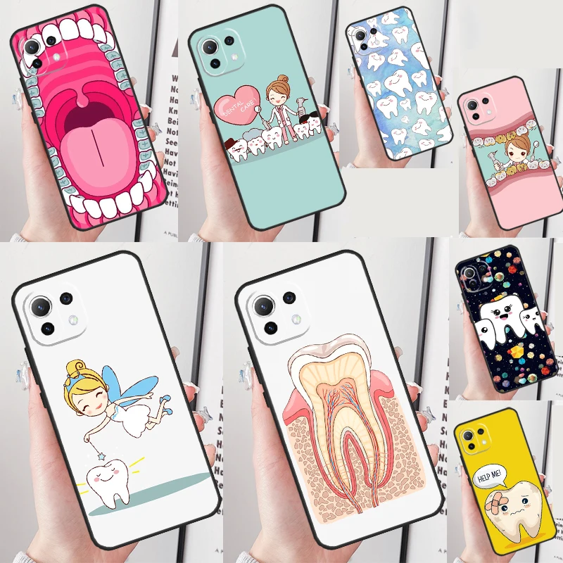 Cartoon Dentist Dental Teeth Case For Xiaomi 13T 12T 11T 13 Pro 12 Lite 12X POCO F5 X4 F4 GT F3 M5s M6 X3 X5 Pro Cover