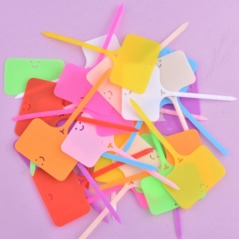 30pcs Garden Plant Labels Markers Reusable Nursery Hang Tag Plastic Identification Card Waterproof Ring Sign Veg Tool
