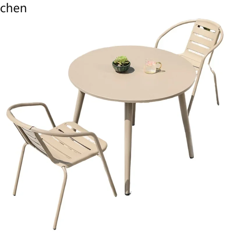 

YFY balcony tables and chairs leisure terrace outdoor courtyard drinking tea reading small round table three-piece coffee table