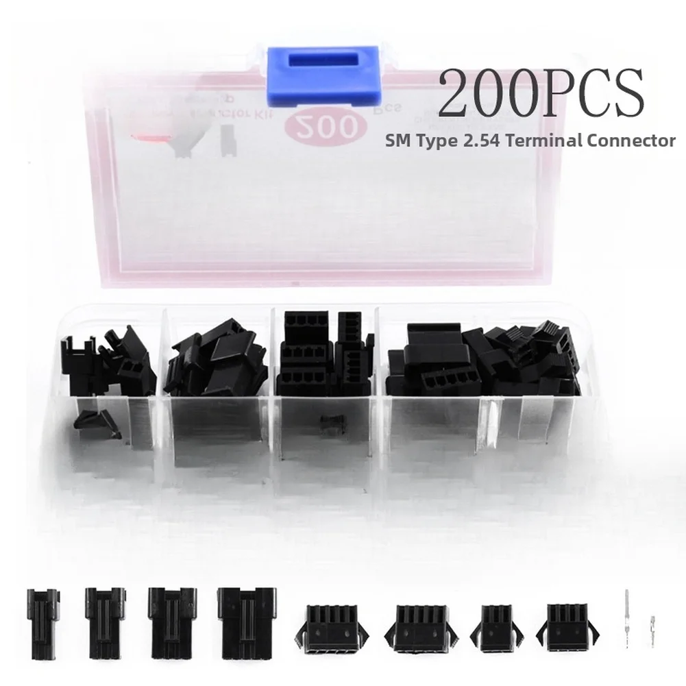 200PCS SM 254mm Terminal Connector Kit with 2P 3P 4P 5P Male Female Headers for Electronic Prototyping Projects