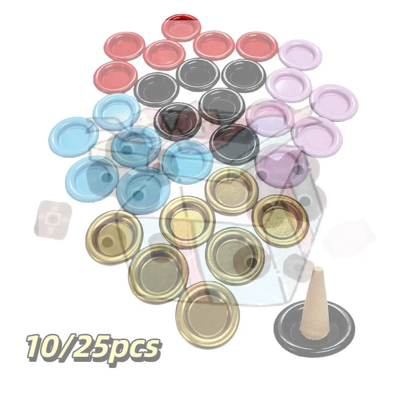 10/25pcs Metal Incense Tower Cone Holder Round Disc Tray Lightweight Portable for Home Outdoor Meditation Aromatherapy