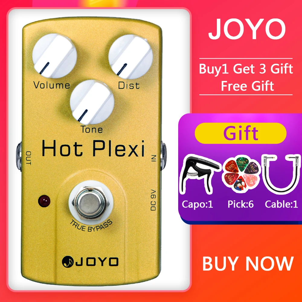 Pedal de Efectos para Guitarra JOYO JF-32 Hot Plexi, Simula el Amplificador de Guitarra JCM800, Salida Más Potente y Mayor Distorsión
