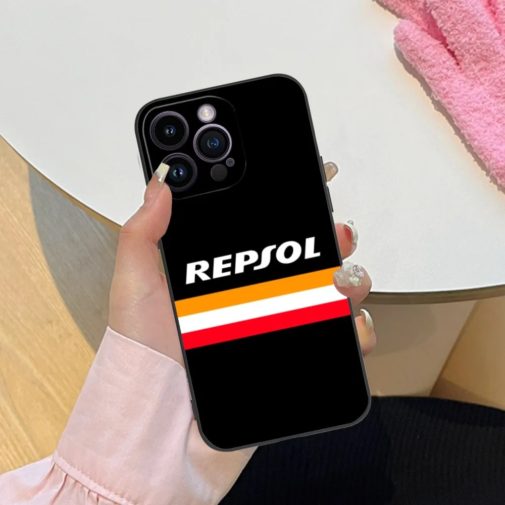 Fashion R-Repsol Mobile Cell Phone Case for iPhone 15 14 13 12 11 X XR XS 8 7 Pro Max Plus Mini Black Soft Phone Cover Funda