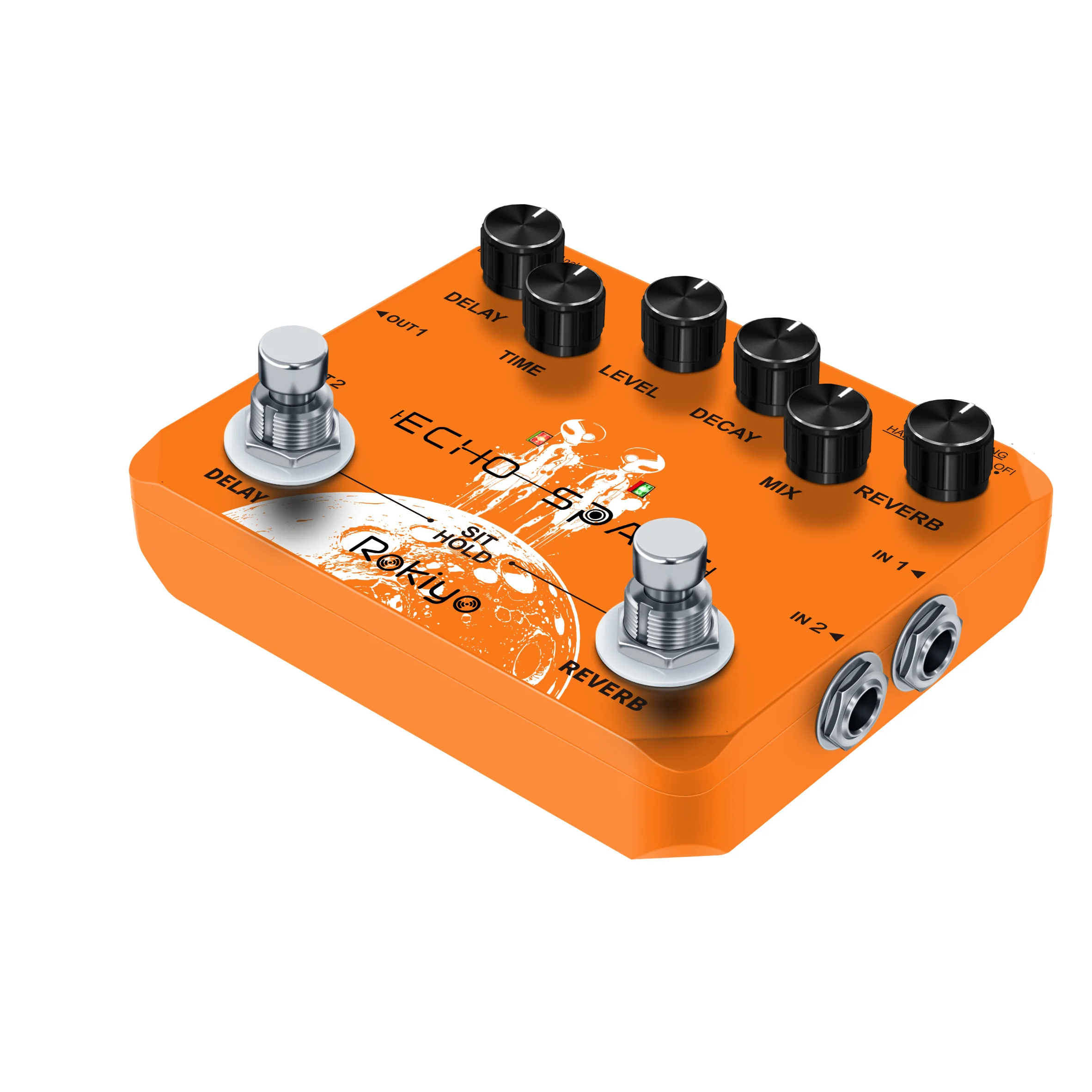 Rokiyo Stompbox Echo-Space Guitar Pedal Digital Delay & Plate Reverb 2 in 1 Multi‑Mode Synthesizer Effects For Guitar Bass