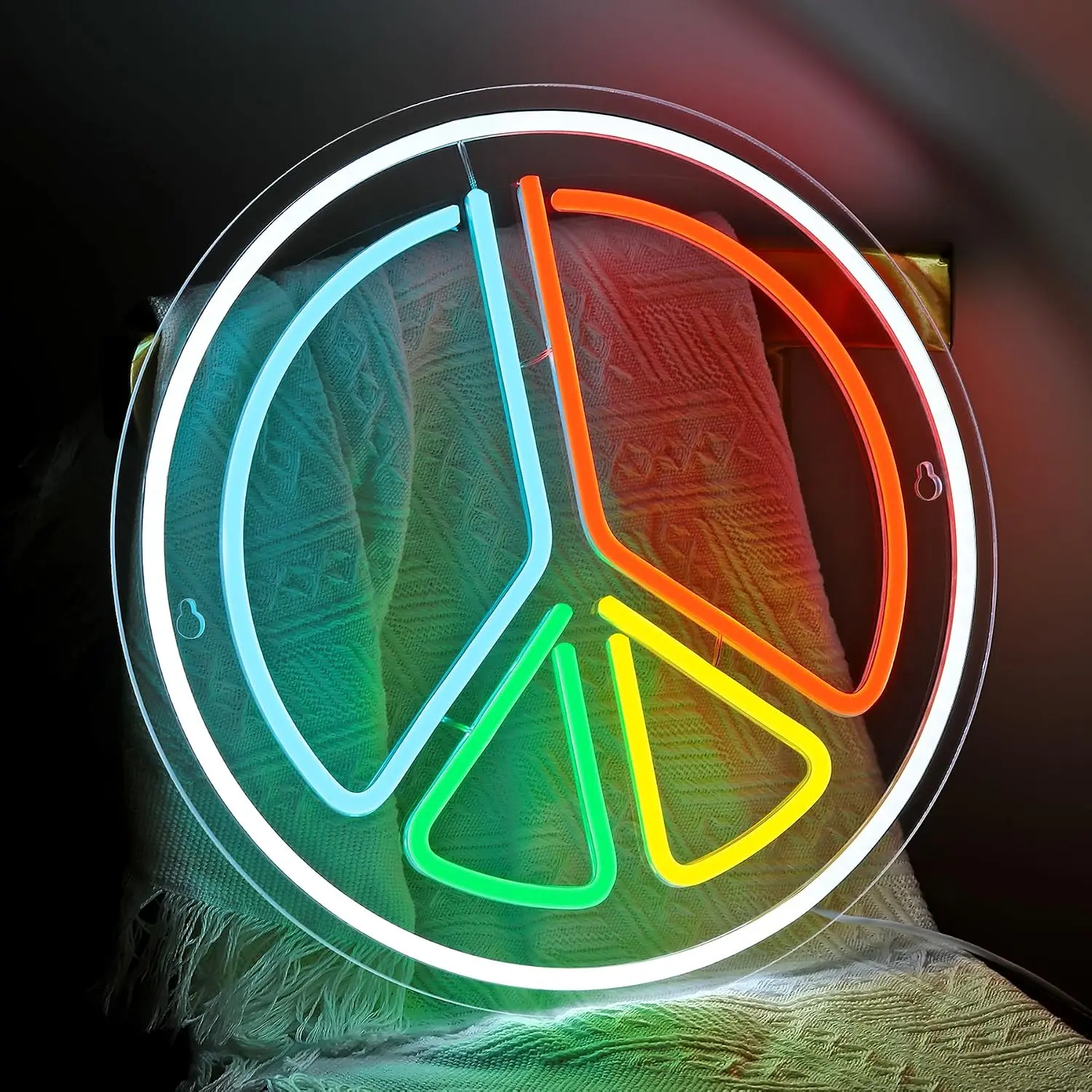Peace Sign Neon Sign LED Neon Light, USB Peace Symbol Neon Lamp for Bedroom Dorm Bar Hippie Party Home Art Decoration Gift