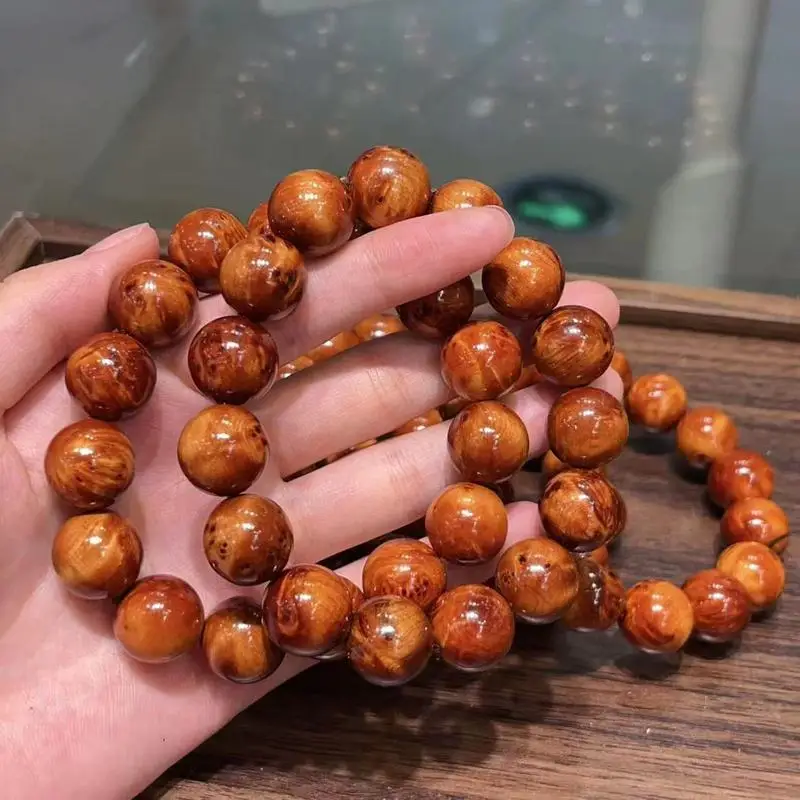 Scarred Cliff Cypress , 15mm Single Strand, Unisex, Hand-Stringed Prayer , Buddhist Beads, Bracelet Accessory