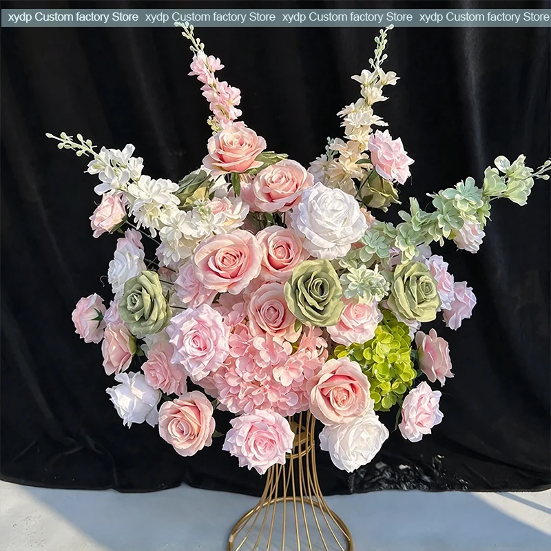 Künstliche rosa-weiße Rosen, Tischdekoration für Hochzeiten, Blumenkugel, Blumenarrangement, Blumen-Hintergrund für Hochzeiten, Party- und Empfangsdekoration. – Detail 7