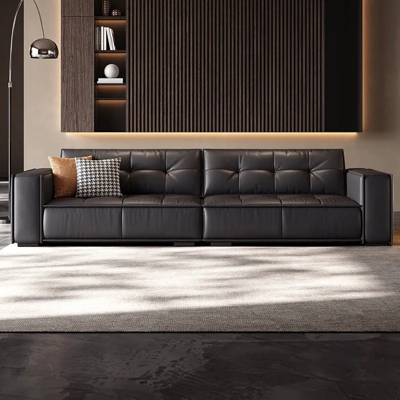 

Cloud tofu block Italian minimalist small apartment living room straight row three-person sofa