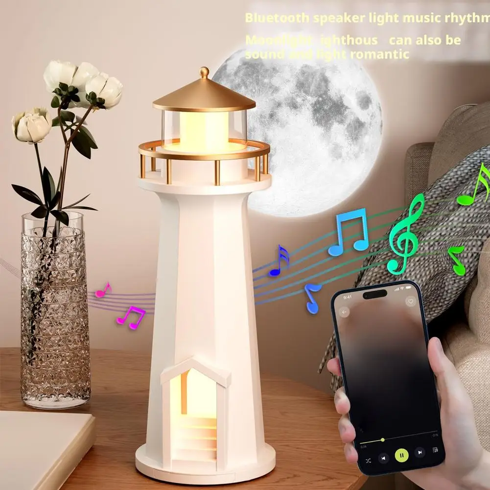 ضوء القمر المنارة ليلة ضوء مصباح إسقاط بلوتوث الإبداعية المتكلم حلية اتصال دعم APP شاحن Wireles A6B2 #4