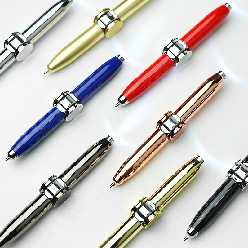 Stylo Fidget en métal Rechargeable, 4 pièces, avec LED et Spinner, jouet de bureau multifonctionnel pour soulager l'anxiété, voyage Portable
