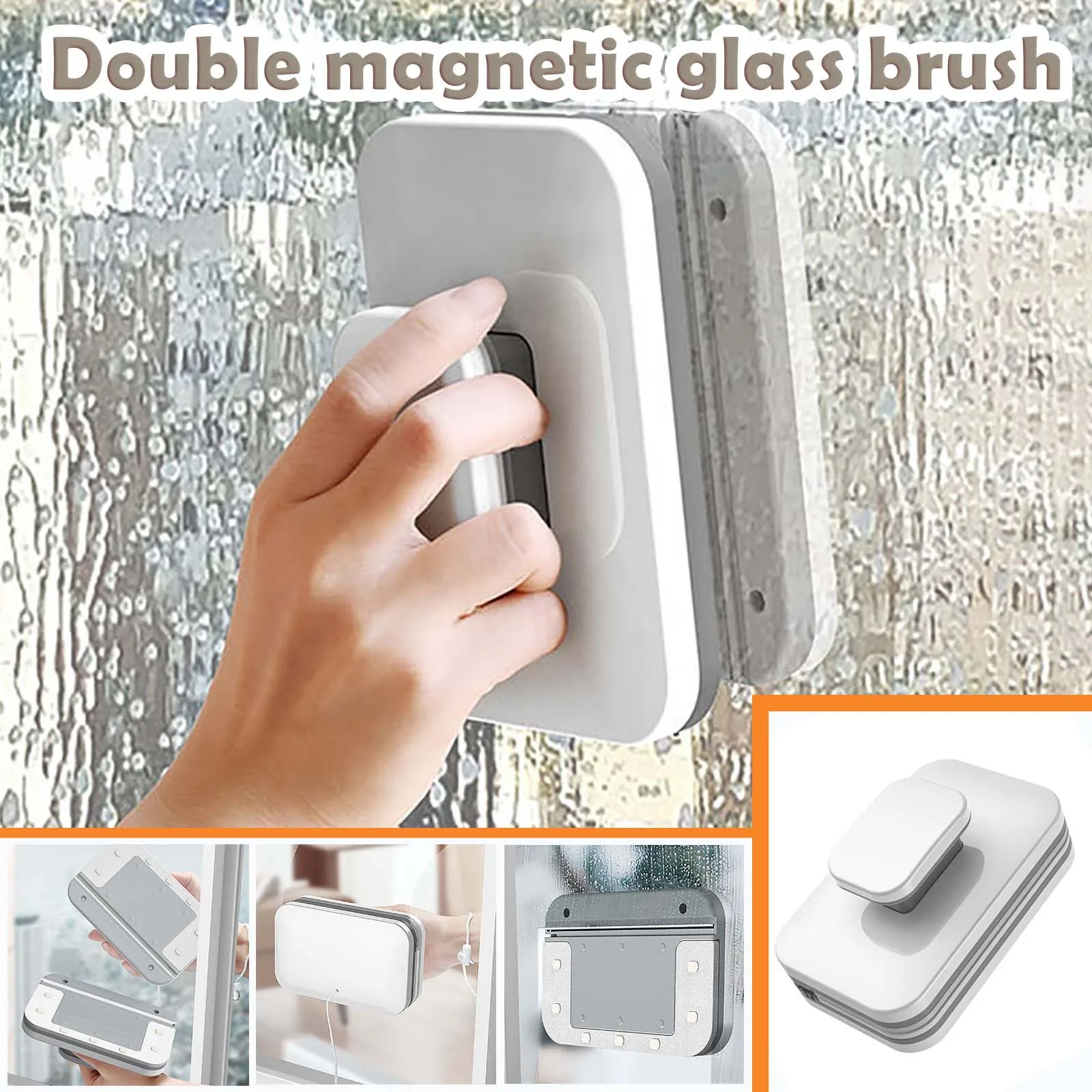 1/2pcs Glass Surface Wiper Double Sided Magnetic Cleaning Tool Sponge Window Cleaner, Household Magnetic Glass Cleaning Brush image 2