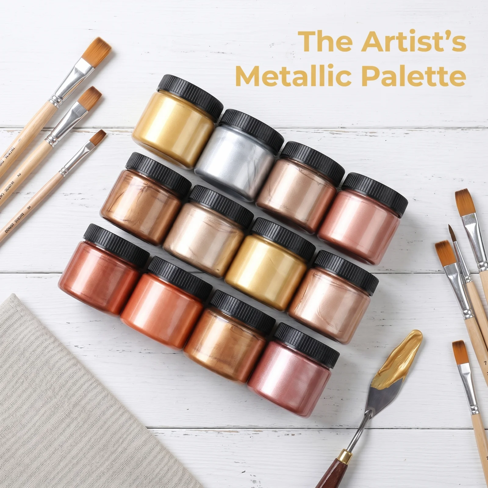 100ml Metallic Acrylic Paint, Quick Drying High Coverage for DIY Art, Canvas, Wood, Ceramic