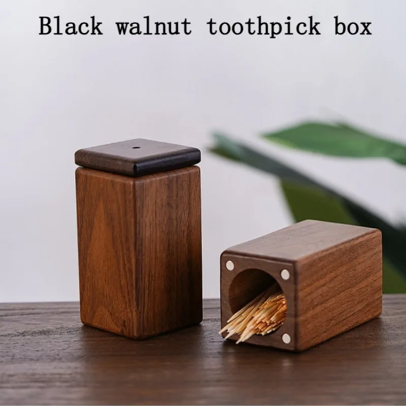 Black walnut toothpick box Home living room dining room Chinese solid wood toothpick holder