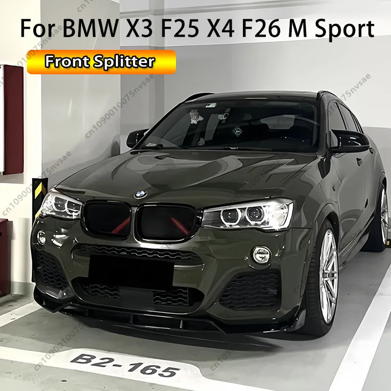 Für BMW X3 F25 X4 F26 M Sport 2014-2018 4-teiliger Frontstoßstangen-Lippenspoiler Splitter Diffusor Frontspoiler Bodykit