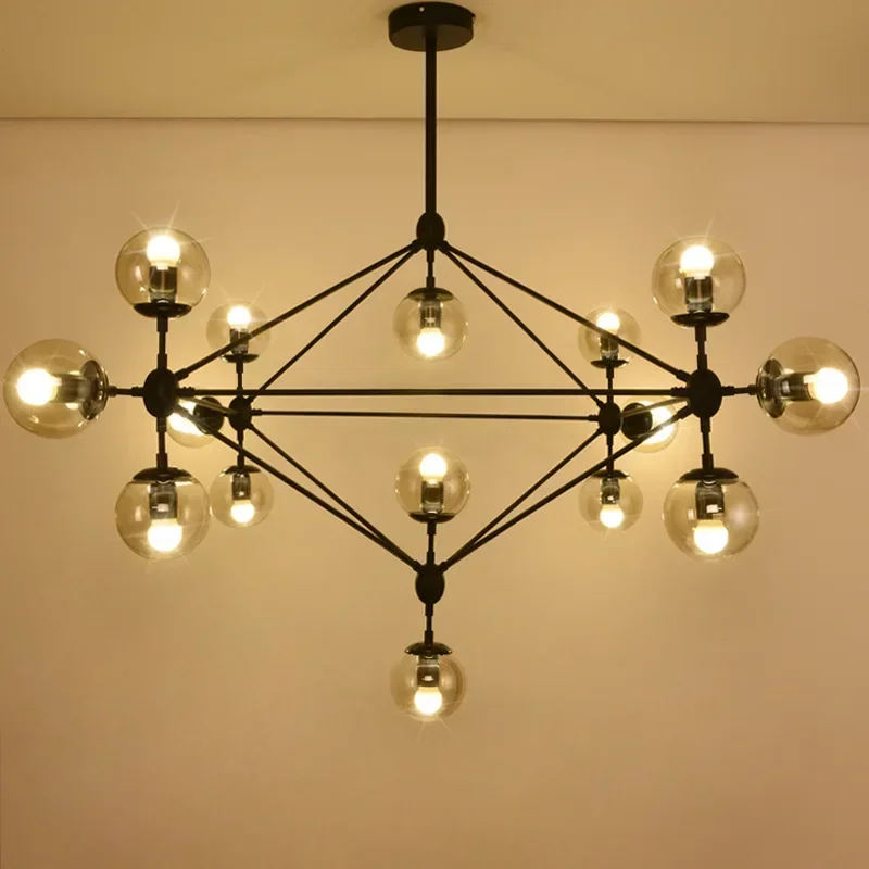 

Creative Personality Iron Magic Beans Retroindustrial Style Chandelier Retro Glass Ball Living Room Shop Restaurant Lighting