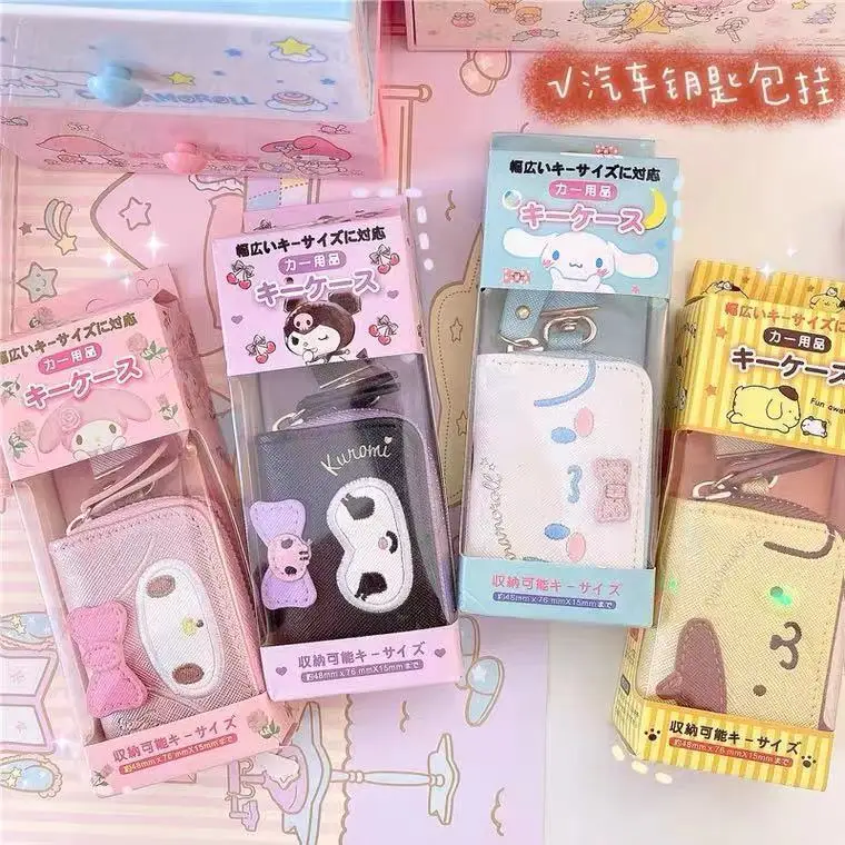 Kawaii Sanrio Mymelody Kuromi Car Key Case Remote Access Control Storage Pouch Charm Cinnamoroll for Motor Electric Scooter Cute