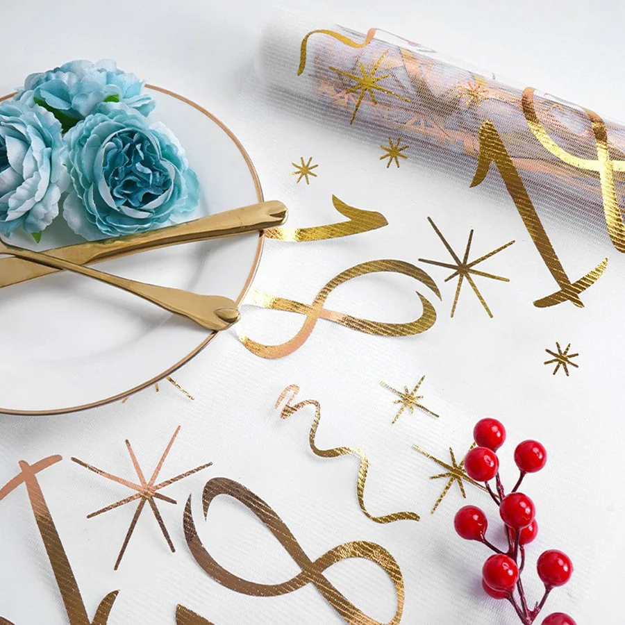 1pc Nordic Style 18-80 Birthday Gold Tissue Gilding Table Runner Suitable for Birthday Party Celebration Table Runner Products