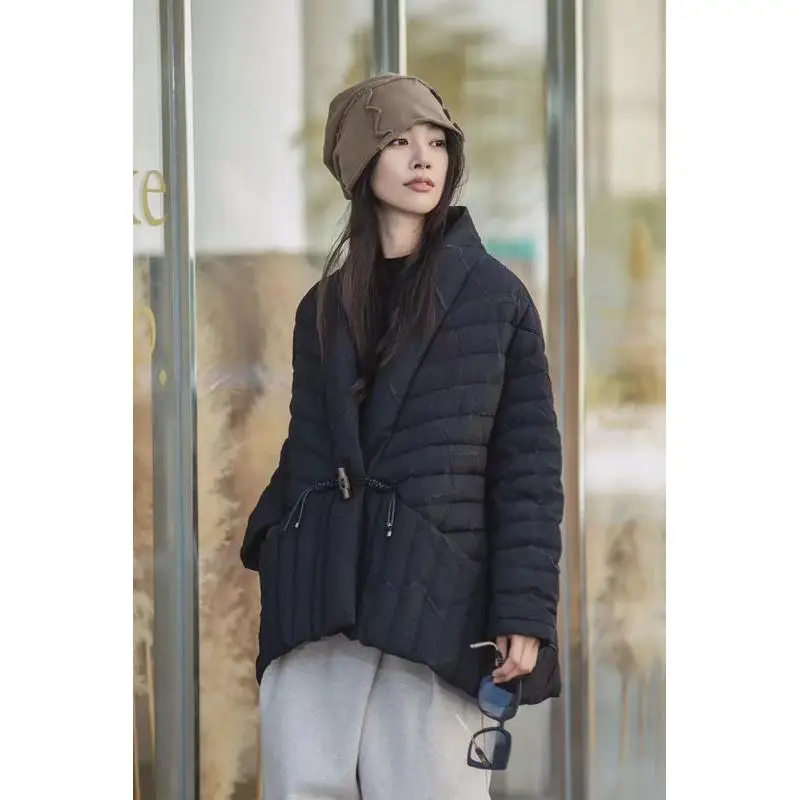 2024 short new retro Chinese waist thin down jacket women's early winter design sense niche coat