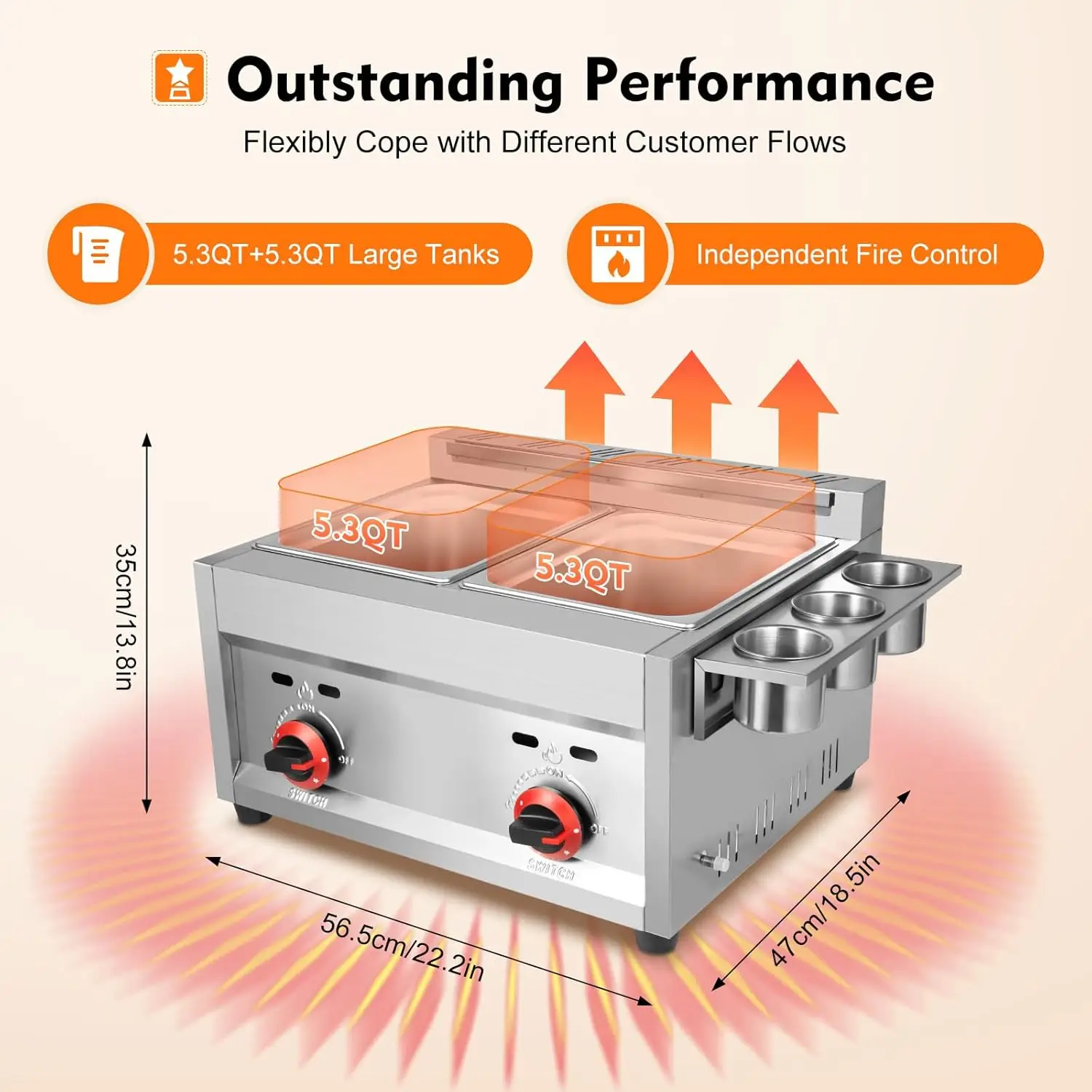 Commercial Gas Deep Fryer 12L Stainless Steel Dual Tank Gas Deep Fryer with 2 Baskets&Lid Countertop Fryer Frying Machine for Re