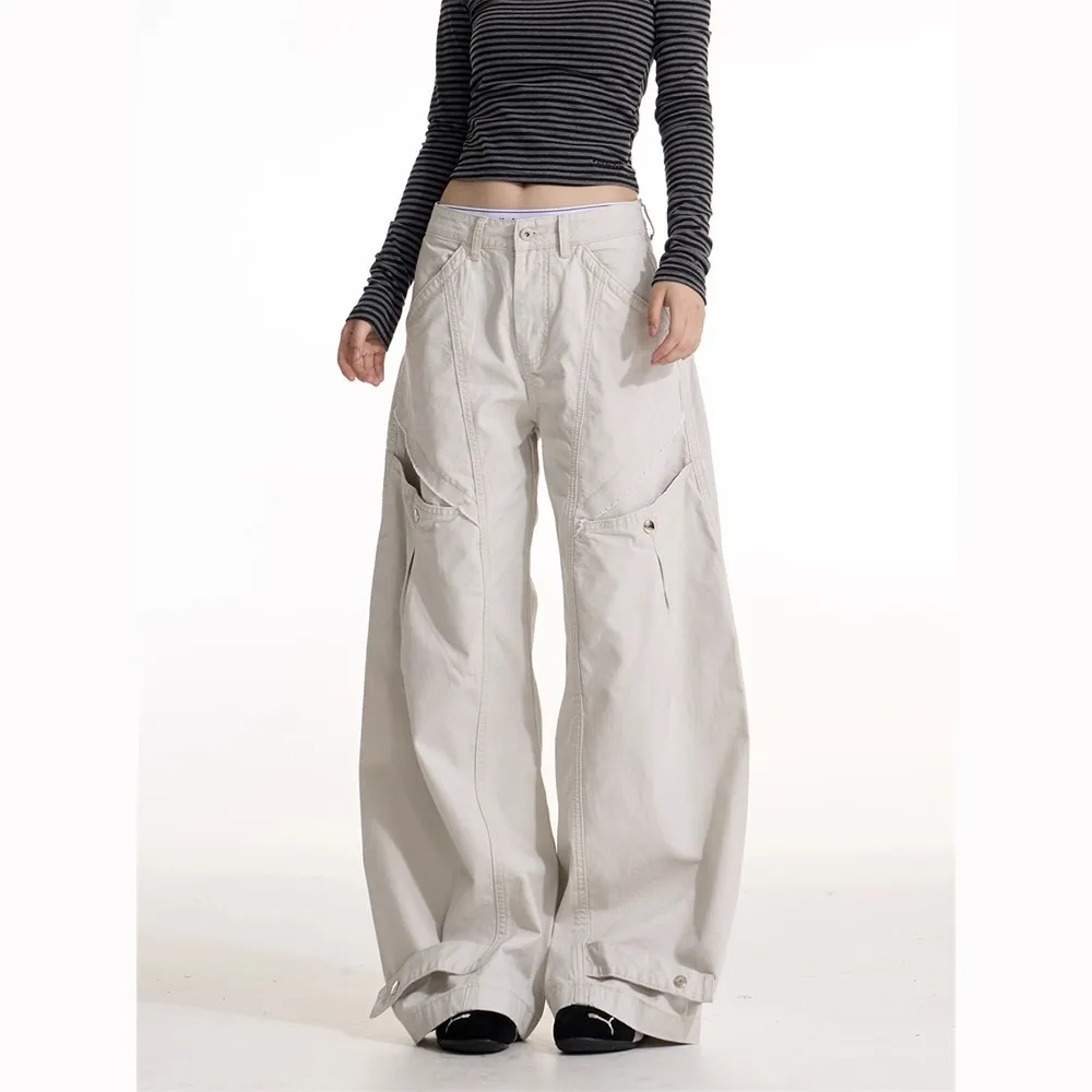 Women Pants 2026 New Retro Curved Casual Wide Leg Pants Men Women Loose Trousers Unique Design Slim Fit All-match Long Bottoms