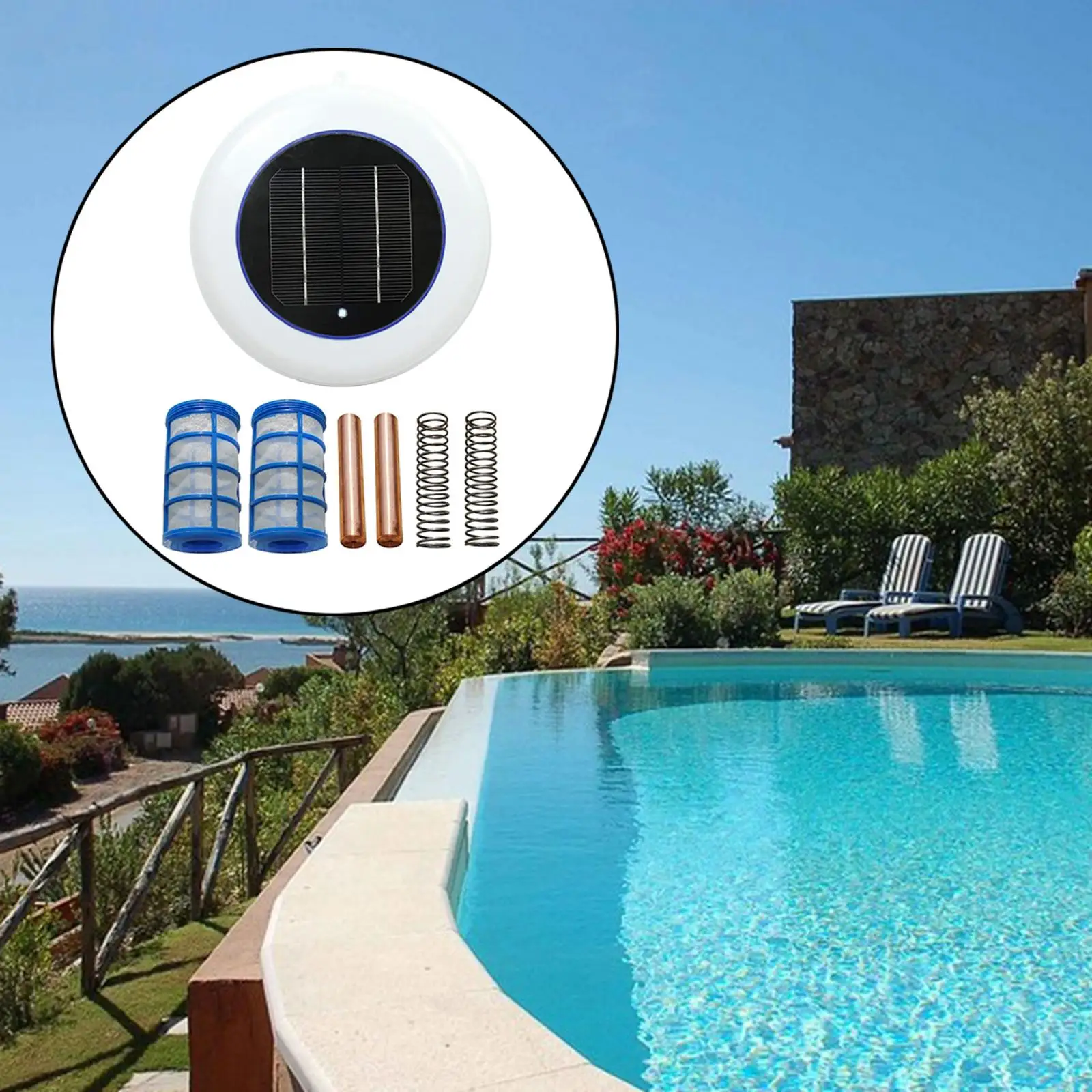 

Solar Powered Pool Ionizer Spa Reduce Chlorine 80% Kill Algae Water