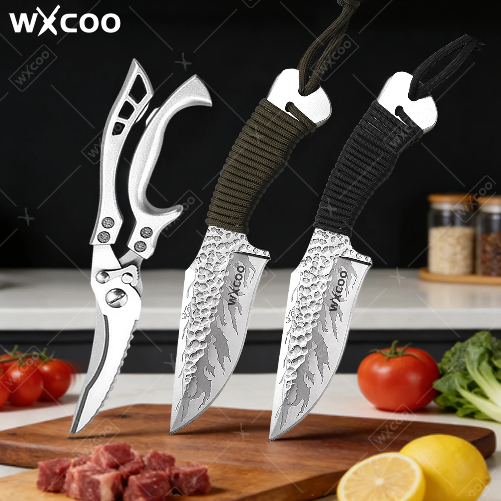 WXCOO Stainless Steel Meat Cutting Knife Barbecue Kitchen Kn