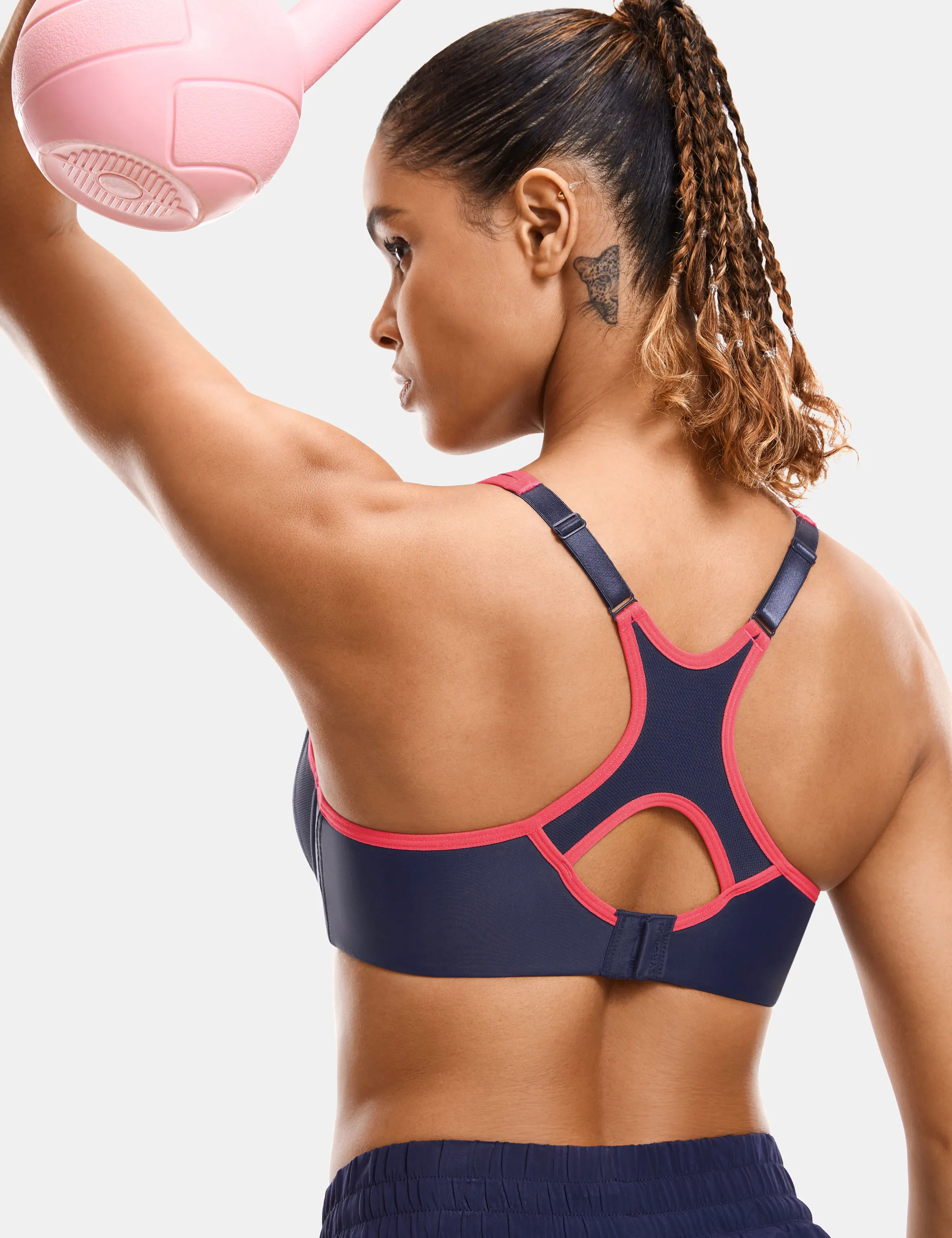 SYROKAN Women Sport Workout Bras Full Support Racerback Underwire Lightly Padded Underwear Plus Curve Size Athletic Clothing