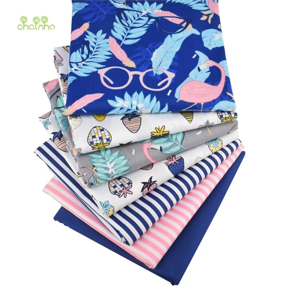 Chainho,Printed Twill Weave Cotton Fabric,DIY Sewing Quilting Material,Patchwork Cloth,Cartoon Series,7 Designs,2 Sizes,15C87