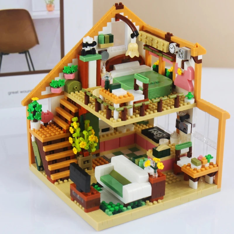 Dream House Model Building Blocks Brinquedos para crianças, Creative DIY Assembly Blocks, Double-Deck House, Colecionáveis, Meninos e Meninas, 1412 PCs