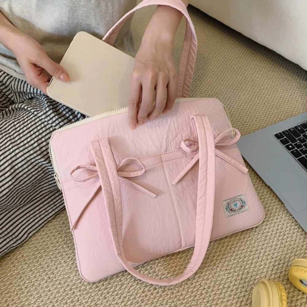 Bowknot Laptop Sleeve Cover Bag 14inch Portable Computer Protective Case Shockproof Korean Style Notebook Sleeve Pouch