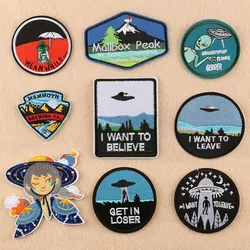 Alien Bordado Patch Adesivos, Emblemas bordados DIY, Termoadesivo, ET Ferro em remendos, Acessórios de tecido, Saco de pano, Novo, 2024