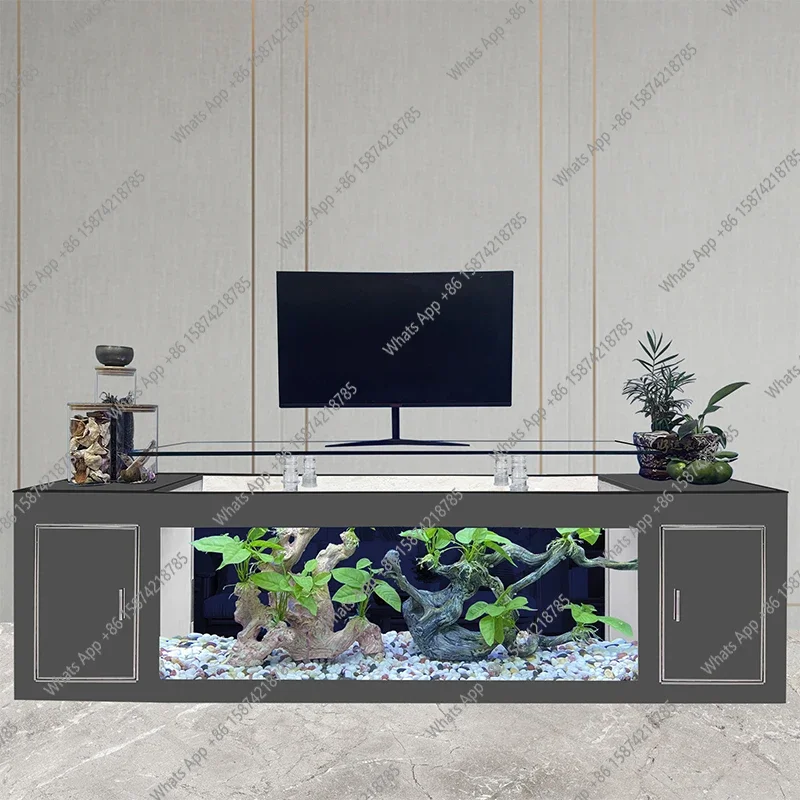 

V C TV Cabinet Fish Tank Living Room Household Floor Large, Medium And Small Ecological Glass Water-free Golden Dragon Fish Tank