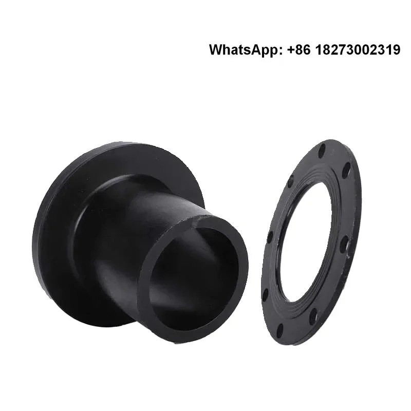 PE pipe flange head hot melt socket pipe fittings diameter complete set flange plate plastic black docking flange root