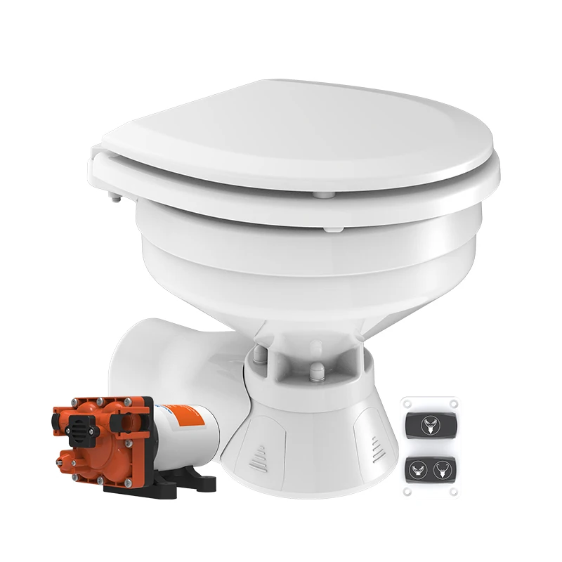 

12v/24v Silent Electric Toilet Smart Marine Toilet With Flush Pump Rawwater For Marine