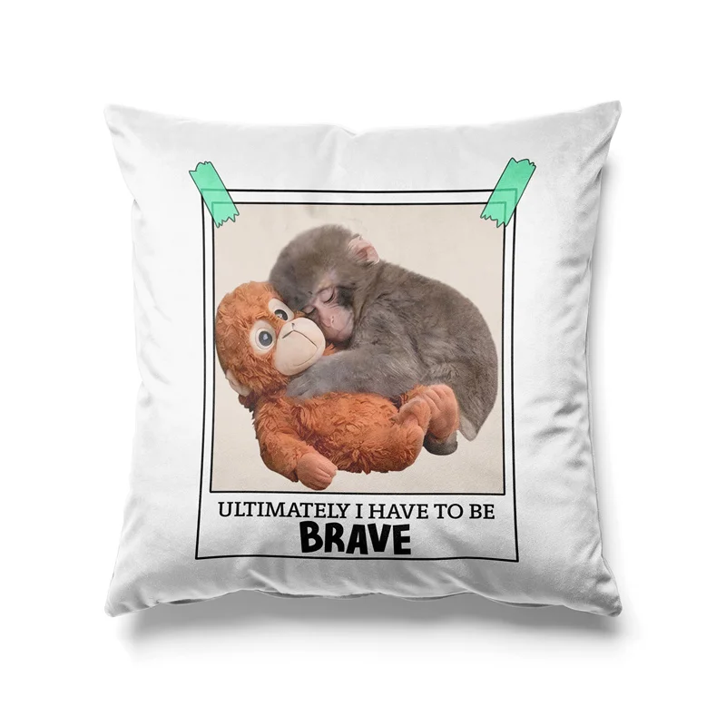 Aertemisi Punch Baby Monkey Pillow Cover Emotional Plush Monkey Design Cushion Case Throw Pillow Cover