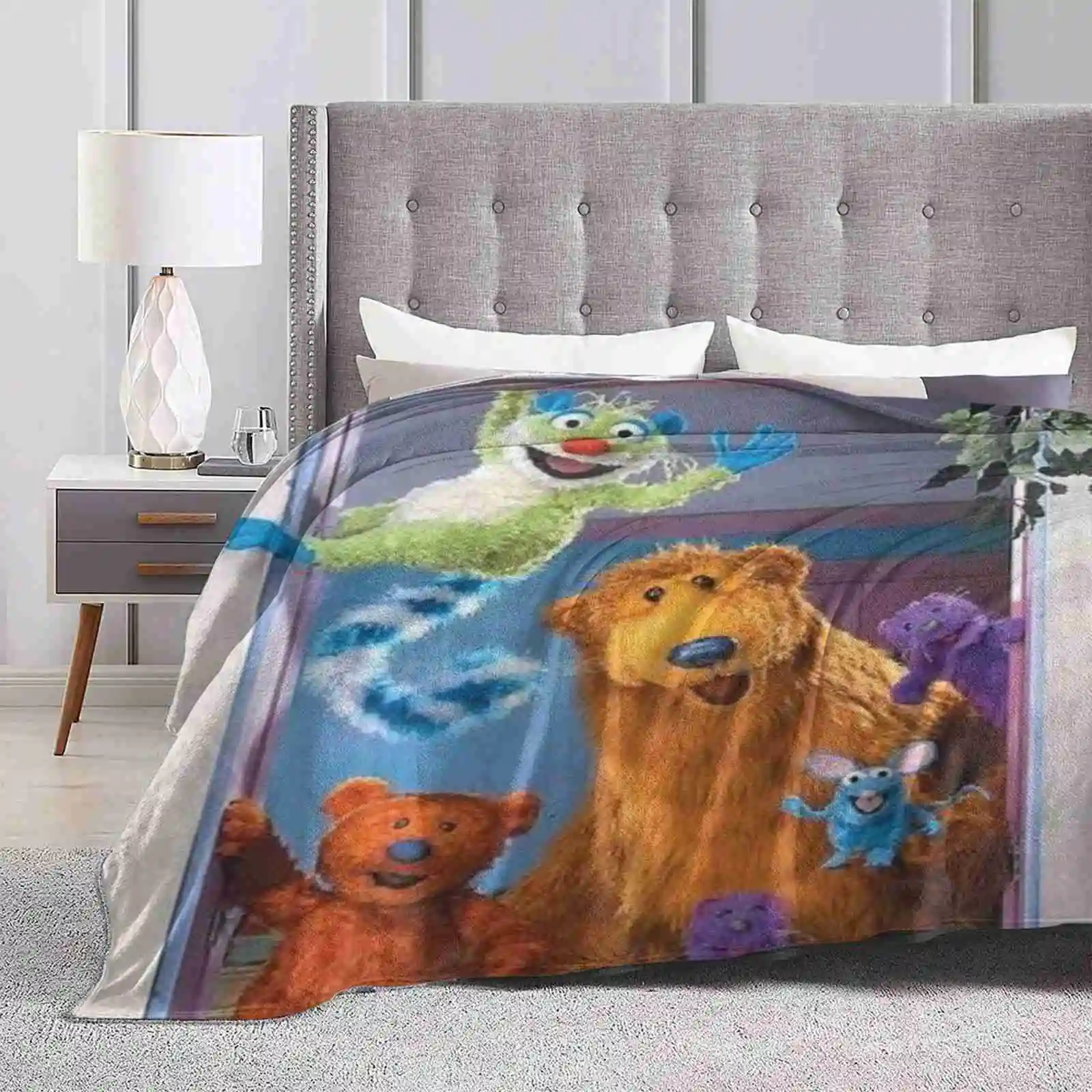 Bear In The Big Blue House Hot Sale Printing High Qiality Warm Flannel Blanket Bear In The Big Blue House Kids Show 90S Tv Pbs