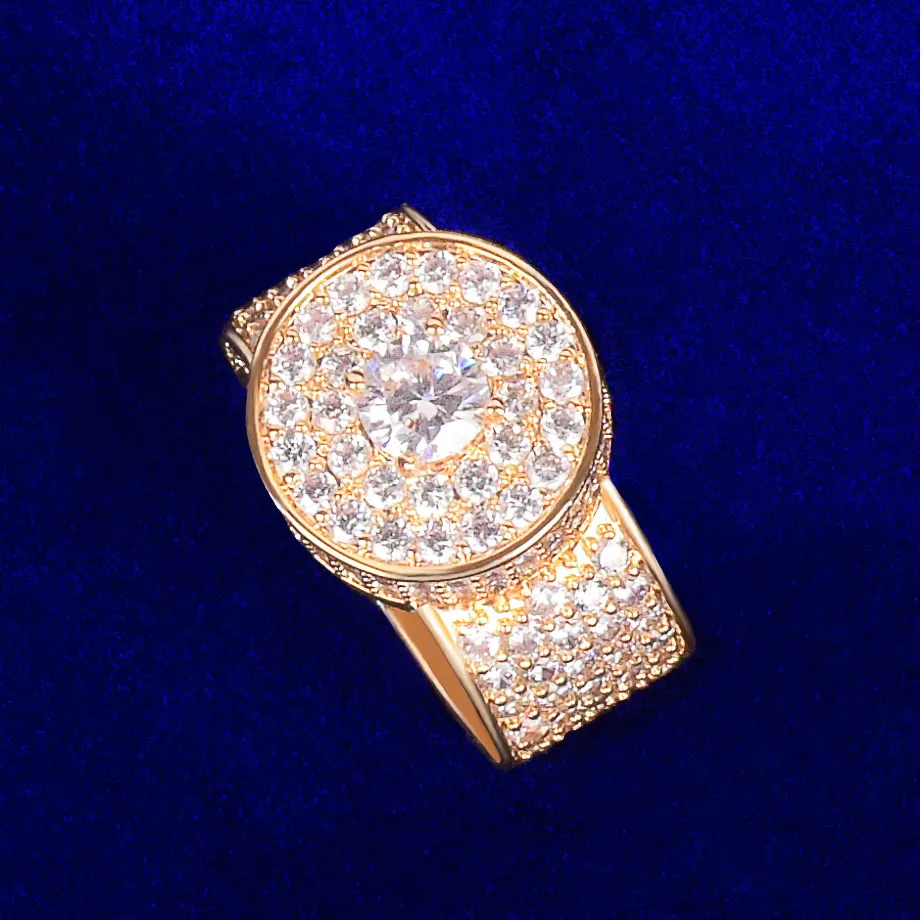 

New Wedding Ring for Men Gold Color Plated Full Cubic Zircon Fashion Rock Hip Hop Jewelry 2026