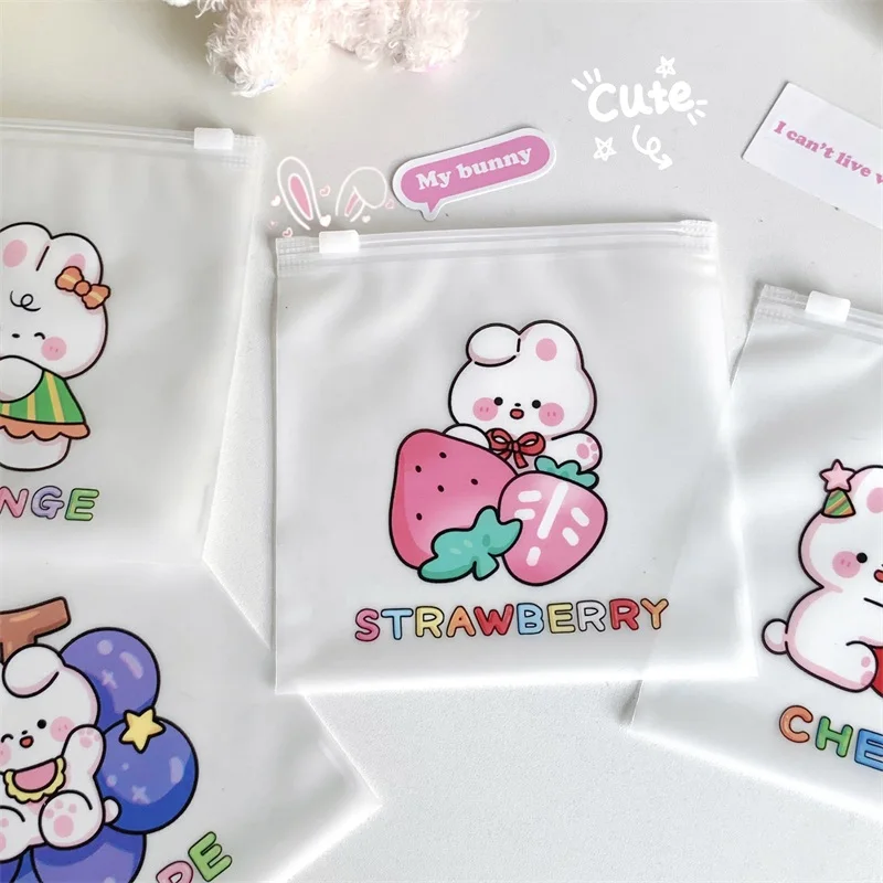 20/50/100pcs Zipper Storage Bag Cute Cartoon Pattern Printing Snack Cosmetics Storage Bag Frosted Self Sealing Packaging Bag