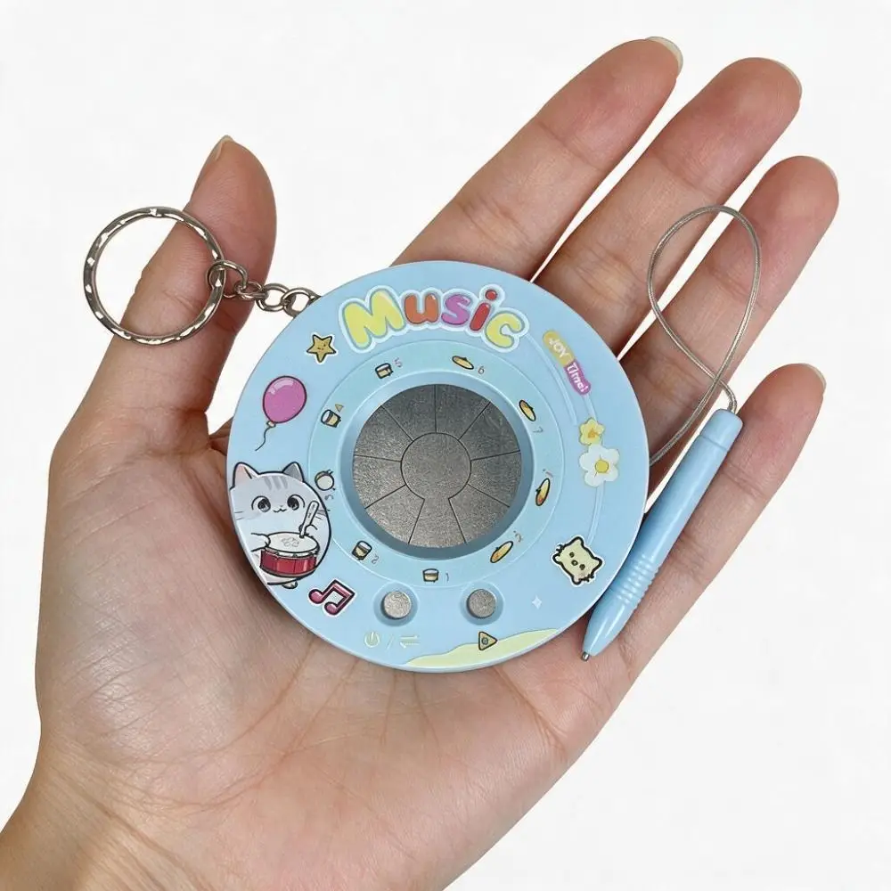 Round Recording Electronic Drum Keychain Cartoon Sounding Electronic Music Instrument Bag Charm Playable Interactive