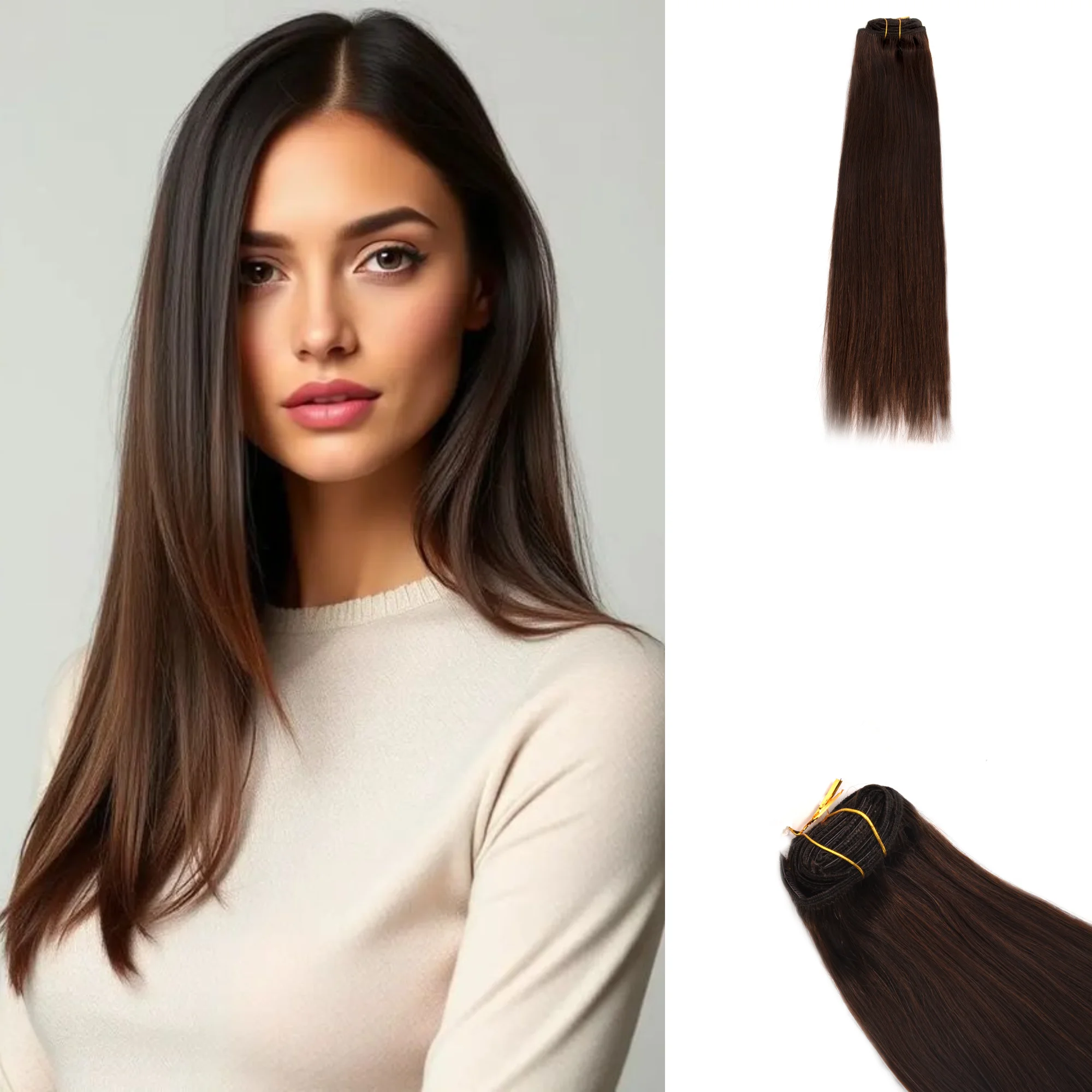 

OCK 100% Human Hair Clip in Hair Extensions for Women - Natural Remy Hair, 18 Inch 120g 7Pcs, 2 Color Options