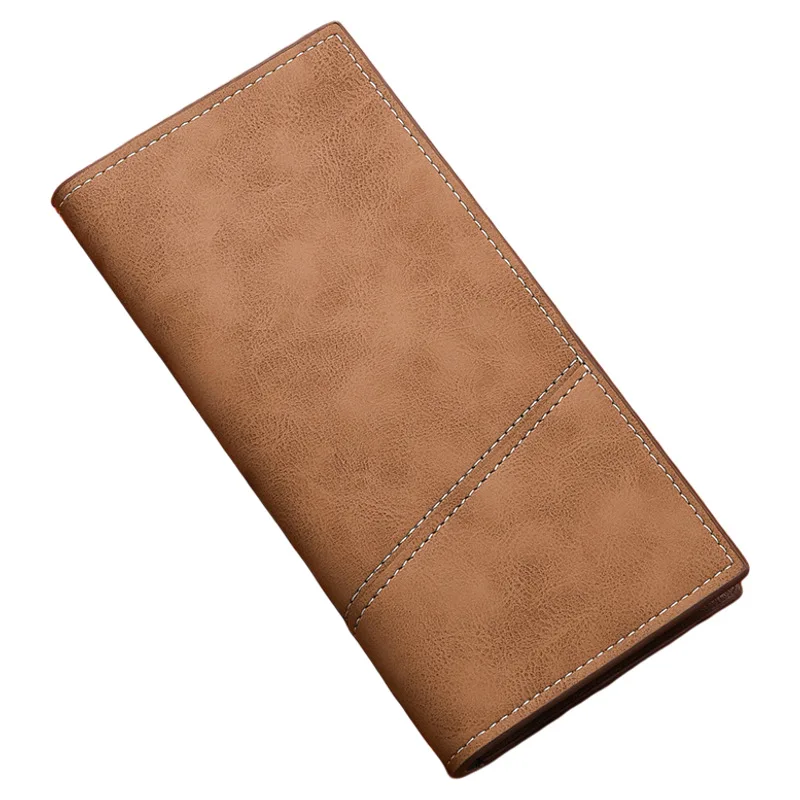 

New Men's Long Wallet Retro Ultra-thin Multi-card Zipper Purse Youth Clutch Soft Leather Moneybag