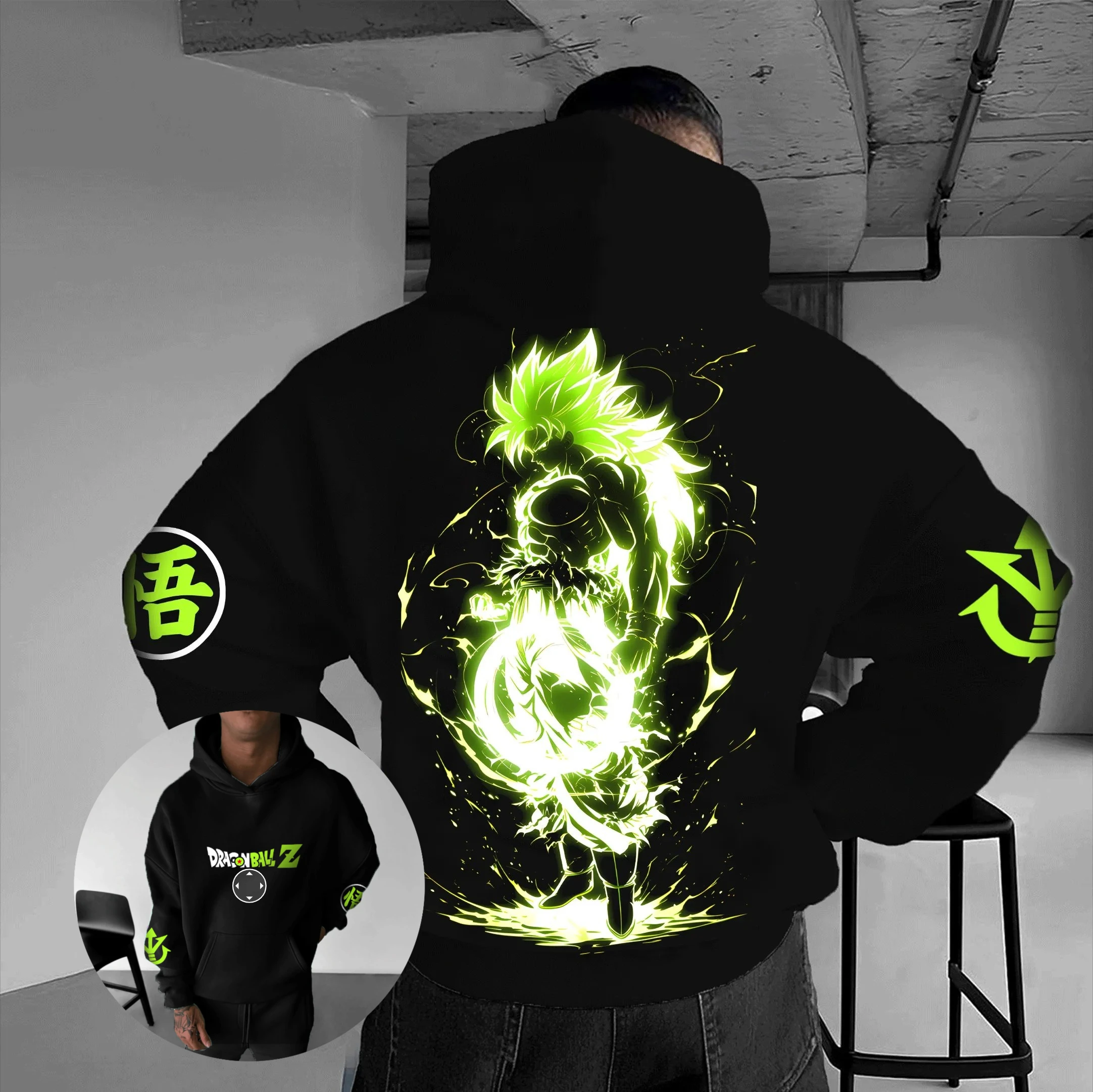 

Dragon Ball Super Saiyan Goku Hoodie Men Anime Streetwear Pullover Sweatshirt Graphic Print Casual Hooded Jacket​​ Autumn Spring