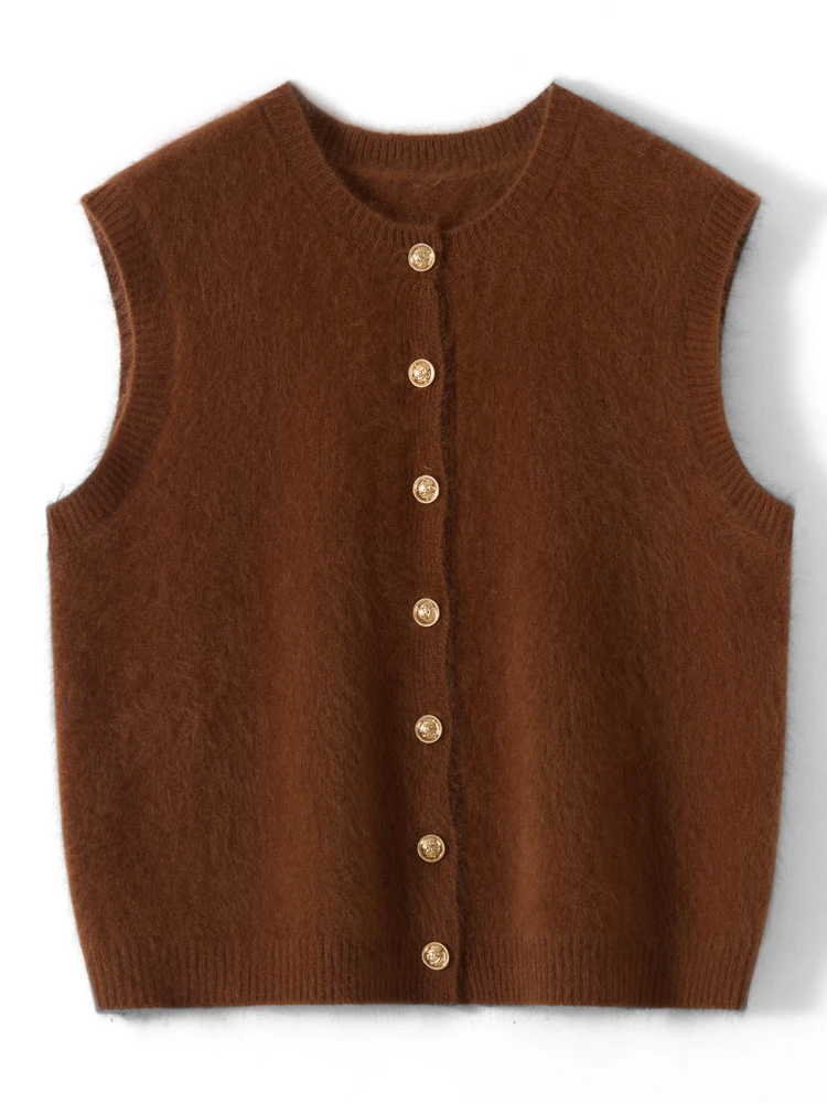 Ele Fce-Futter Camere Weste Offene Strickjacke Damen Herbst Winter Neue runde Ne Svel Oulder Pad Fce Pullover...