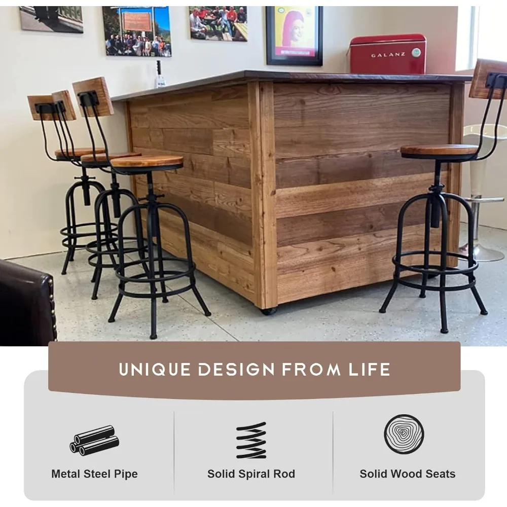 5-Piece Table & Chairs Set for Home Office Cafe Pub Bar Party Bistro,Rectangular DiningTable for2-4,FourSwivel AdjustableStools