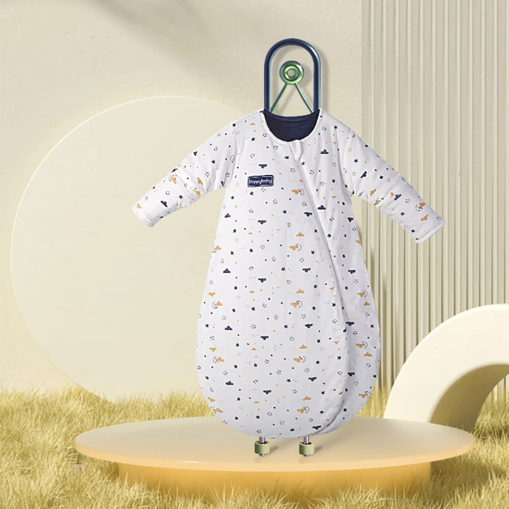 Saco de dormir con estampado de estrellas para niños, mangas extraíbles de burbujas, edredón grueso antipatadas, ropa de dormir cálida para niños,