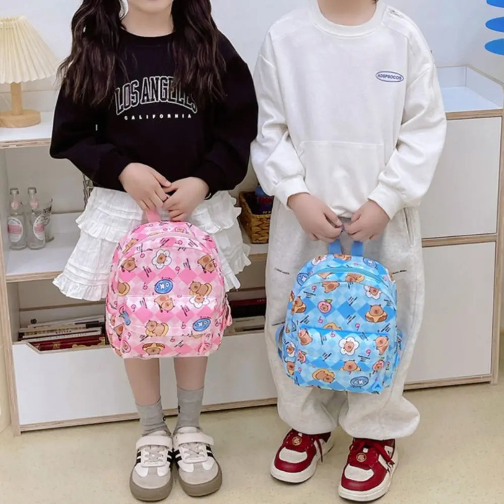 High Quality Nylon Capybara Backpack S/L Size Large Capacity Schoolbag Lightweight Capybara Rucksack Children