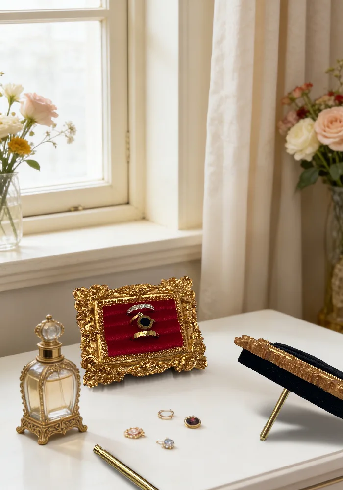 Vintage-Bilderrahmen-Ringständer, Dekoration für den Schminktisch, Barock-Ohrringablage, Schmuck-Organizer-Regal – Detail 8